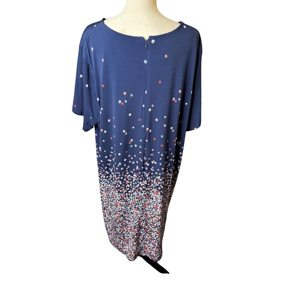 Michael Kors Navy Blue Floral Ditsy Print Shift Dress Womens 3X Plus Size - Picture 5 of 12